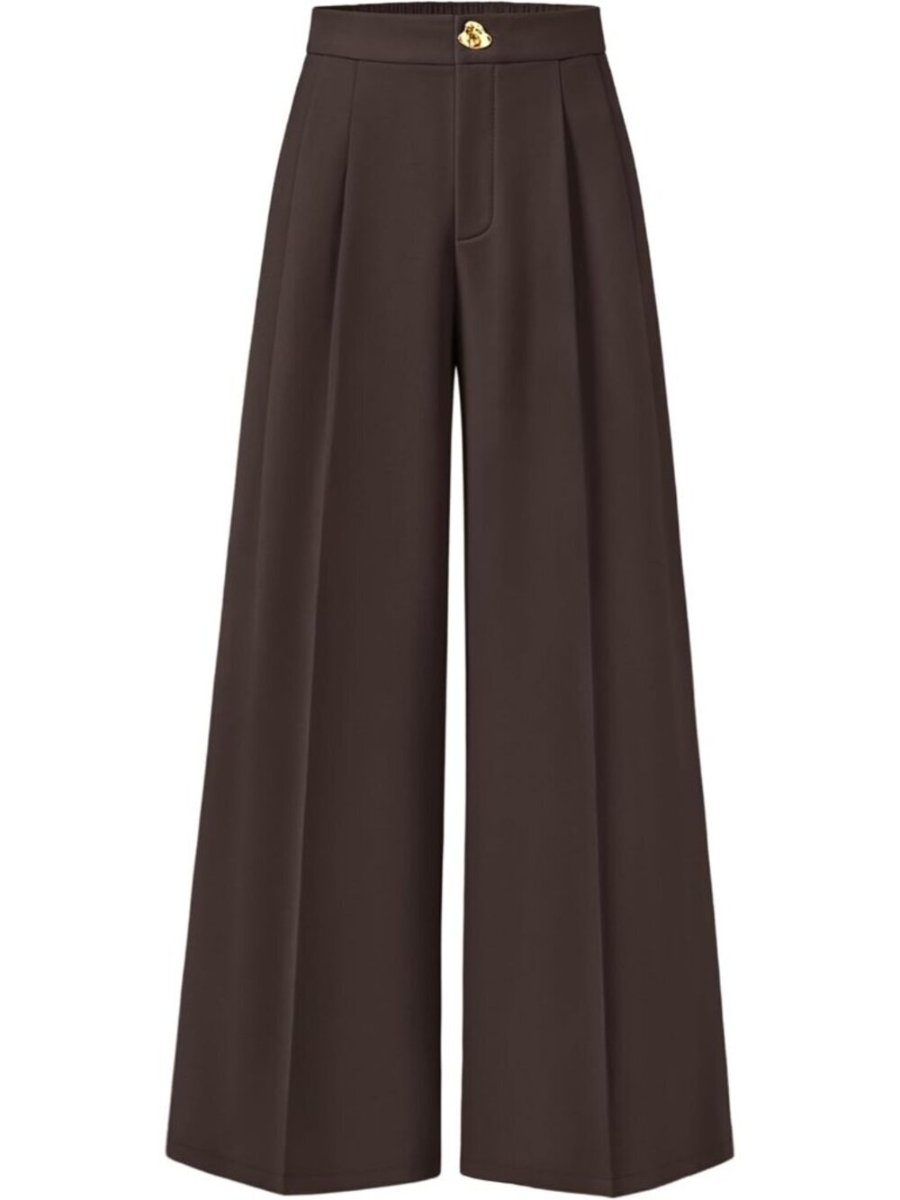 Women's Coffee Wide Leg High Waisted Casual Loose Flowy Fashionable Palazzo Pant